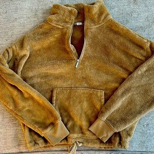 Old Navy Mustard Fleece Cropped Sweatshirt